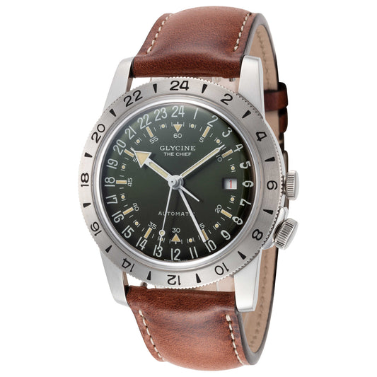 Front view of Glycine Airman Vintage GMT Men's Automatic Watch GL0305